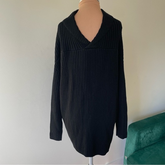 Dorothee Schumacher Virgin Wool Blend Black Chunky Ribbed Long Sweater Size 3/L - Picture 3 of 8